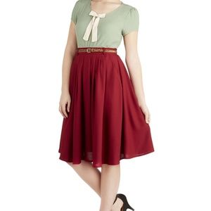 Modcloth Breathtaking Tiger Lillies Skirt Merlot